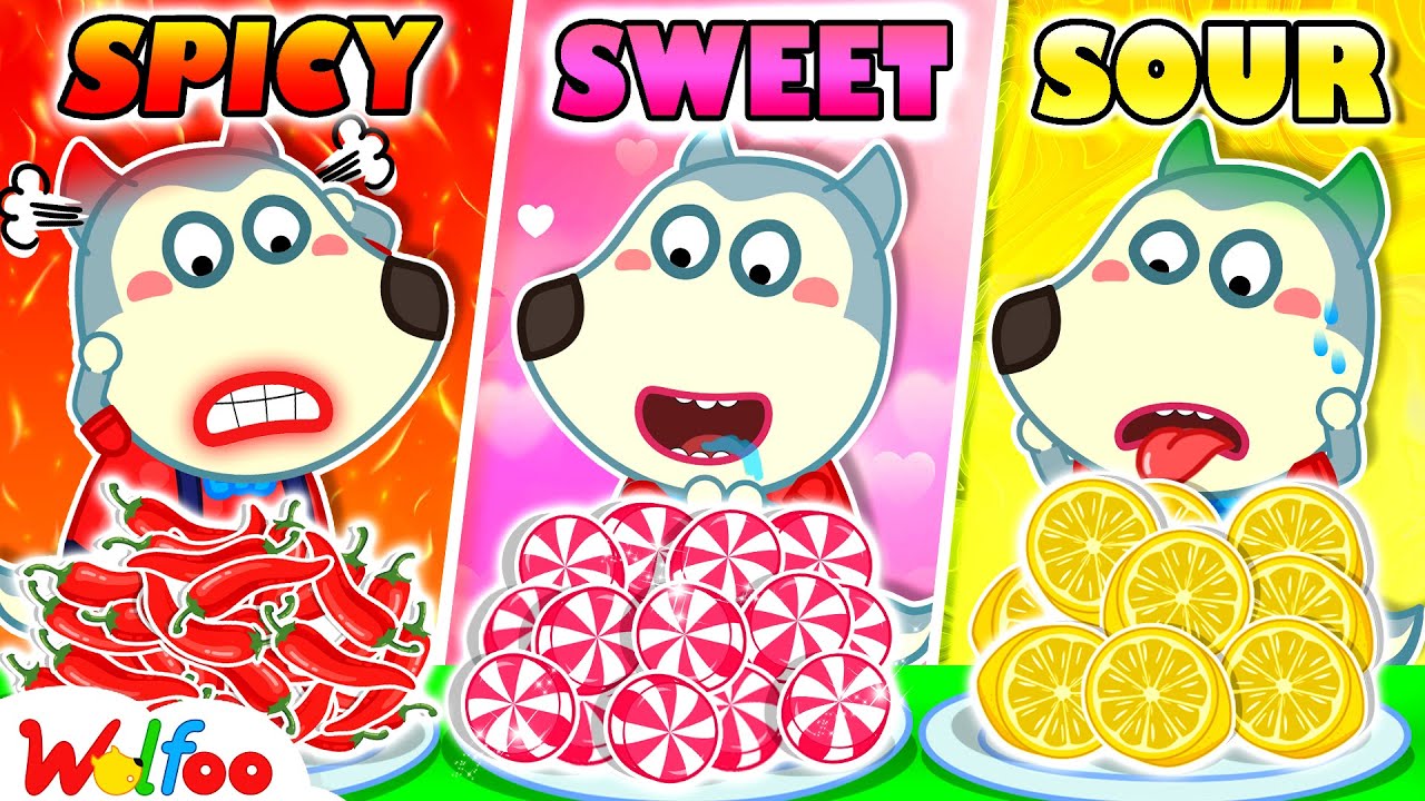 Sweet vs Spicy vs Sour Food Challenge By Baby Wolfoo – Learns Healthy Food Choices | Wolfoo Family