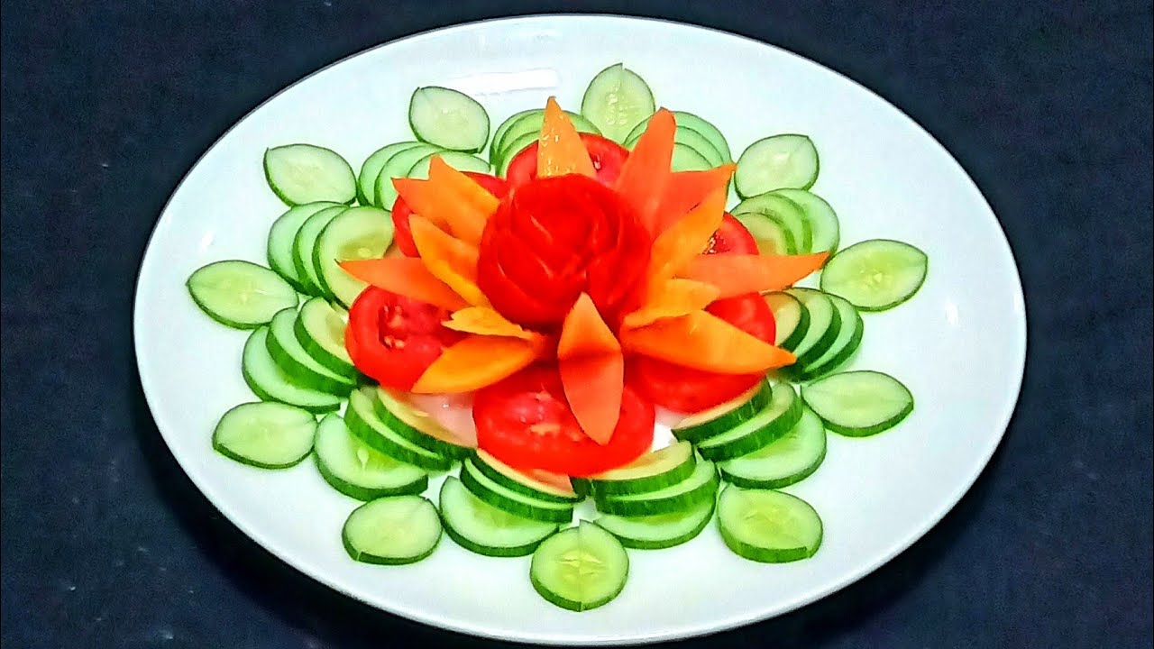 Beautiful Salad Decoration Idea / Super Salad Plate Decoration With Cucumber And Totato / Salad Art